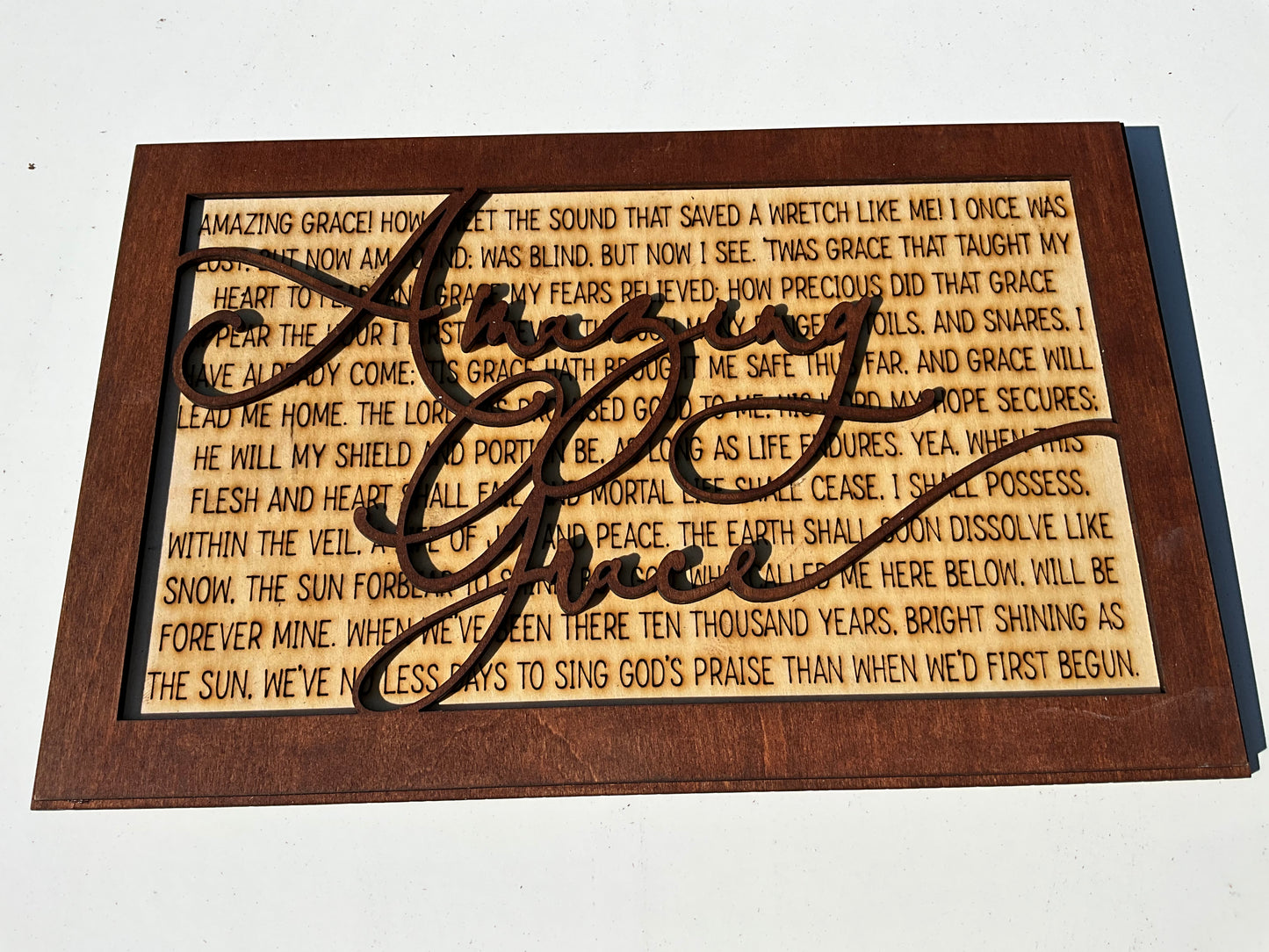 Laser cut 2 layered Song lyrics wood sign Amazing Grace